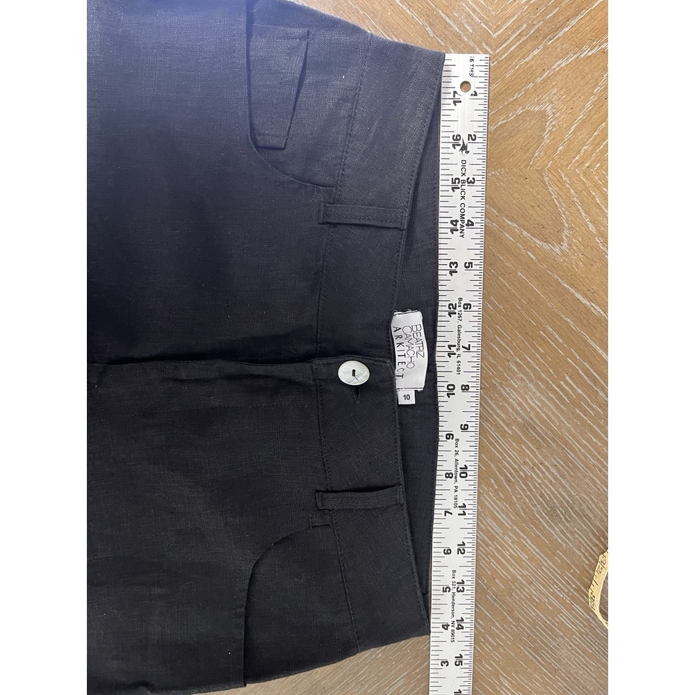 Beatriz Camacho Black Linen Pants US size 8 Straight Leg 29" Inseam Luxury Beach - Picture 8 of 13